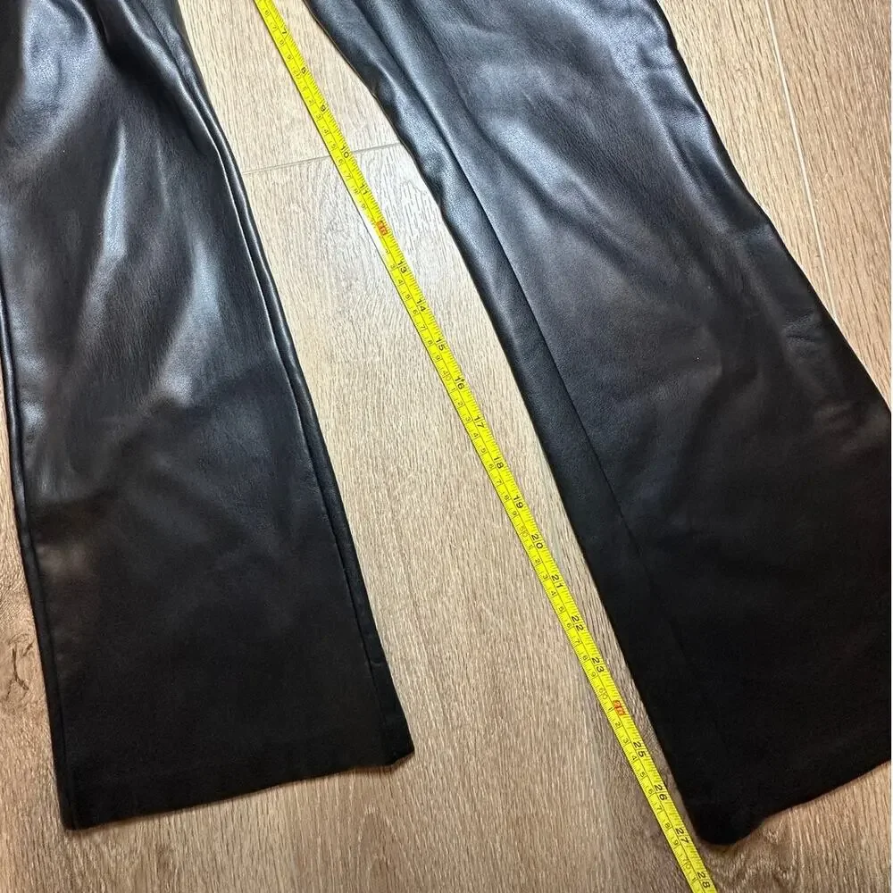 Zara High Waist Faux Leather Bootcut Pants Black Spring Style Size‎ Small